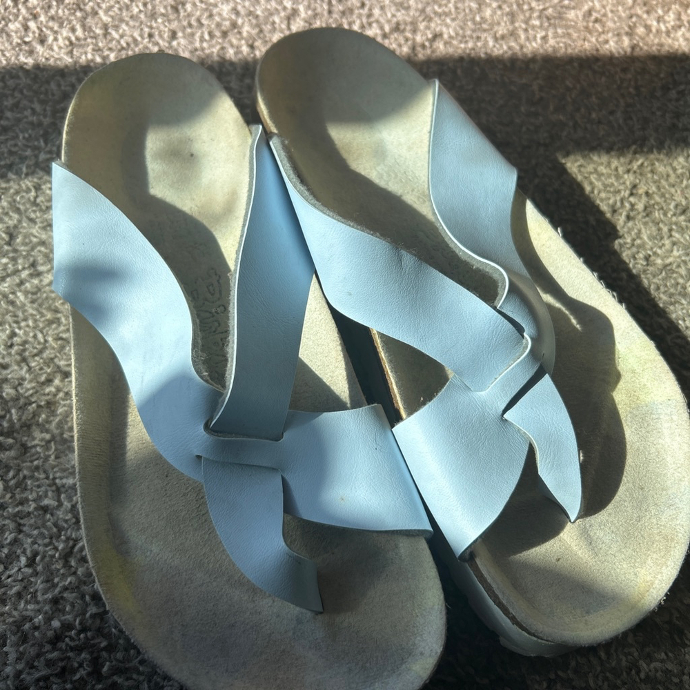 Birkenstock Pale Blue Leather Twist-Strap Sandals